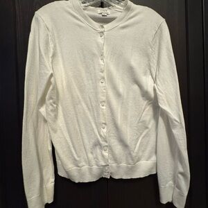 White Button-Up Cardigan JCrew